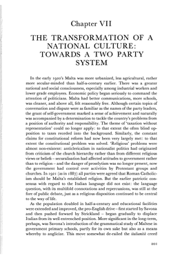 The Transformation of a National Culture : Towards a Two Party System