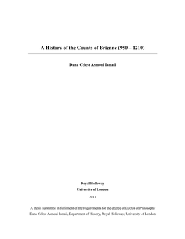 A History of the Counts of Brienne (950 – 1210)
