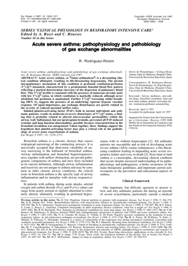 Acute Severe Asthma: Pathophysiology and Pathobiology of Gas Exchange Abnormalities