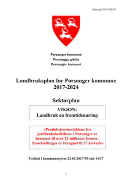 Landbruksplan for Porsanger Kommune 2017-2024 Sektorplan