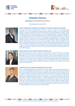 SPEAKERS' PROFILES Banking in Sub-Saharan Africa