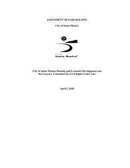 ASSESSMENT of FAIR HOUSING City of Santa Monica City of Santa