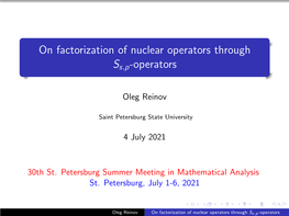 On Factorization of Nuclear Operators Through Ss,P-Operators