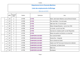 Département De La Charente-Maritime Liste Des Emplacements D'affichage