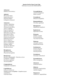 Species List for Lime Creek Trip Adoxaceae Sambucus Microbotrys