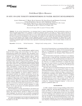 Field-Based Effects Measures in SITU ON-LINE TOXICITY BIOMONITORING in WATER: RECENT DEVELOPMENTS