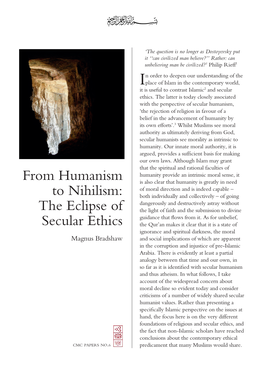 From Humanism to Nihilism: the Eclipse of Secular Ethics