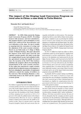 The Impact of the Sloping Land Conversion Program on Rural Area in China: a Case Study in Yulin District