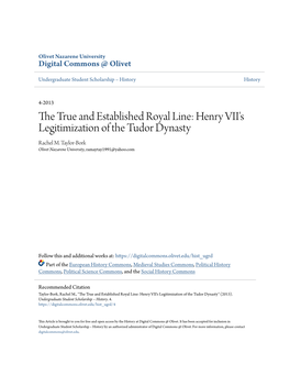 Henry VII's Legitimization of the Tudor Dynasty Rachel M