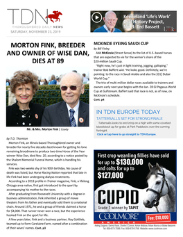 Morton Fink, Breeder and Owner of Wise Dan, Dies at 89