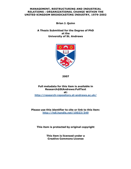 Brian J Quinn Phd Thesis