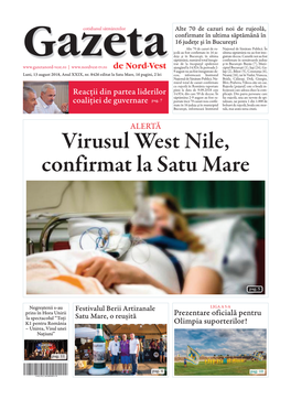 Virusul West Nile, Confirmat La Satu Mare