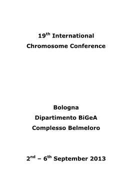 19Th International Chromosome Conference