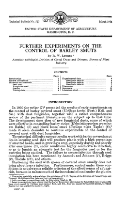 FURTHER EXPERIMENTS on the CONTROL of BARLEY SMUTS by R