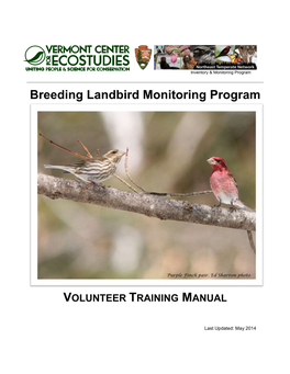 Breeding Landbird Monitoring Program VOLUNTEER TRAINING