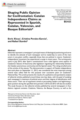 Catalan Independence Claims As Represented in Spanish, Catalan