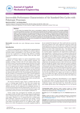 Irreversible Performance Characteristics of Air Standard Otto