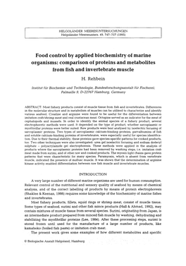 Comparison of Proteins and Metabolites from Fish and Invertebrate Muscle