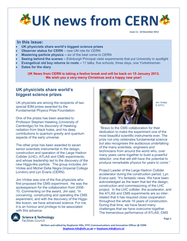 UK News from CERN Issue 11: 18 December 2012