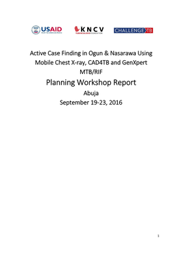 Planning Workshop Report Abuja September 19-23, 2016