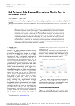 Hull Design of Solar Powered Recreational Electric Boat for Indonesian Waters
