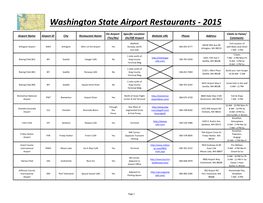 Washington State Airport Restaurants - 2015
