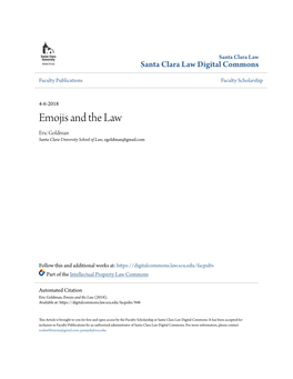 Emojis and the Law Eric Goldman Santa Clara University School of Law, Egoldman@Gmail.Com