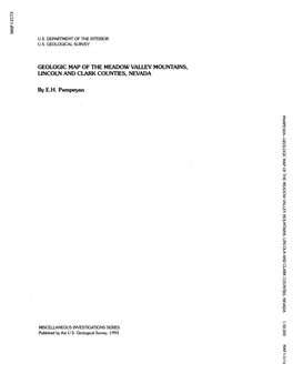 Geologic Map of the Meadow Valley Mountains, Uncoln and Clark Counties, Nevada