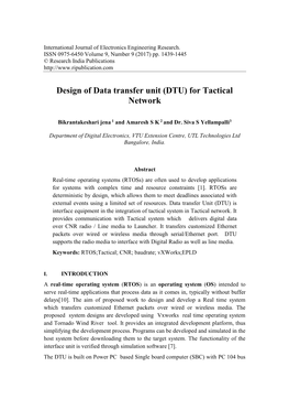 Design of Data Transfer Unit (DTU) for Tactical Network