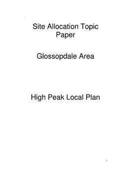 Site Allocation Topic Paper Glossopdale Area High Peak Local