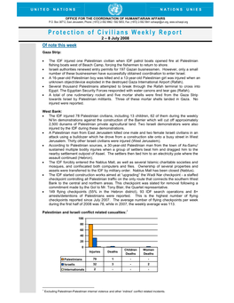 Protection of Civilians Weekly Report 2 – 8 July 2008 of Note This Week Gaza Strip