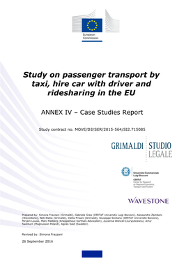 Study on Passenger Transport by Taxi, Hire Car with Driver and Ridesharing in the EU