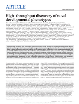 High-Throughput Discovery of Novel Developmental Phenotypes Mary E