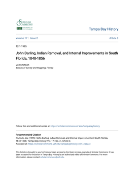 John Darling, Indian Removal, and Internal Improvements in South Florida, 1848-1856