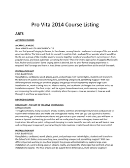 Pro Vita 2014 Course Listing
