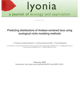 Predicting Distributions of Andean-Centered Taxa Using Ecological Niche Modeling Methods