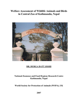Welfare Assessment of Wildlife Animals and Birds in Central Zoo of Kathmandu, Nepal