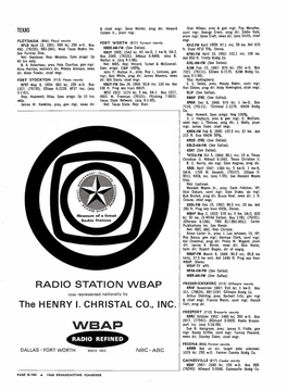 RADIO STATION WBAP KNAF November 1947: 910 Kc; 1 Kw -D