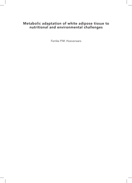 Metabolic Adaptation of White Adipose Tissue to Nutritional and Environmental Challenges