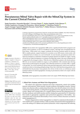 Percutaneous Mitral Valve Repair with the Mitraclip System in the Current Clinical Practice