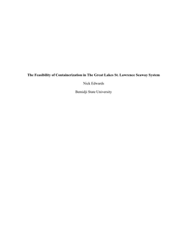 The Feasibility of Containerization in the Great Lakes St. Lawrence Seaway System