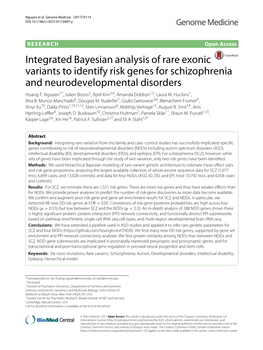 Integrated Bayesian Analysis of Rare Exonic Variants to Identify Risk Genes for Schizophrenia and Neurodevelopmental Disorders Hoang T
