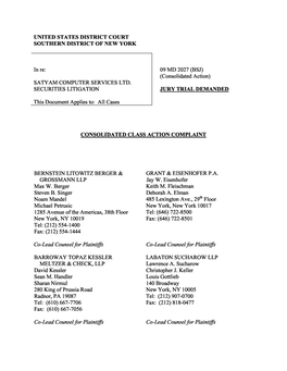 Satyam Computer Services, Ltd., Securities Litigation 09MD02027