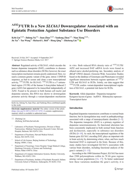 AZI23'utr Is a New SLC6A3 Downregulator Associated with An
