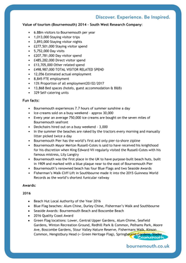 Value of Tourism (Bournemouth) 2014 – South West Research Company