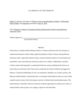 AN ABSTRACT of the THESIS of Zandro E