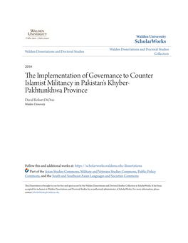 The Implementation of Governance to Counter Islamist Militancy in Pakistan’S Khyber