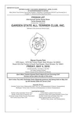 GARDEN STATE ALL TERRIER CLUB, INC. (Member of the American Kennel Club)