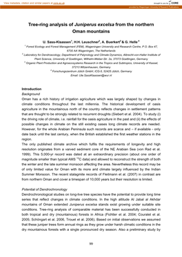 Tree-Ring Analysis of Juniperus Excelsa from the Northern Oman Mountains