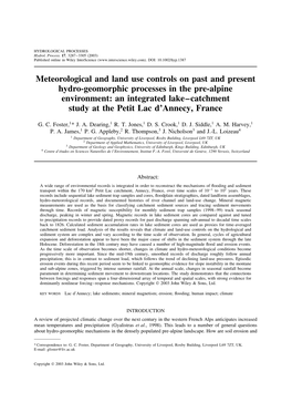 Meteorological and Land Use Controls on Past and Present